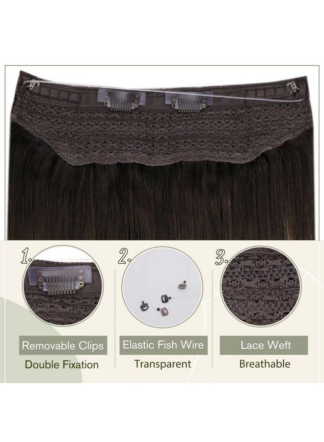 Easyouth Long Wire Hair Extensions Human Hair 20 Inch Hair Extensions Human Hair With Invisible Headband Dark Brown Balayage Chestnut Brown Mix Ash Blonde Wire Hair Extensions Real Human Hair 100G - Image 4