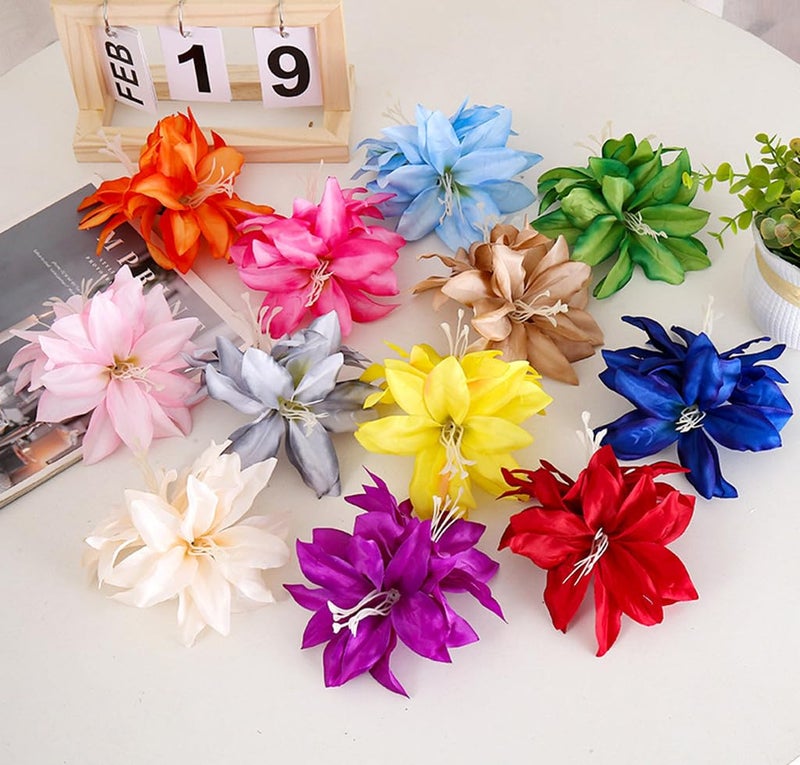 ALIMITOPIA Flower Hair Clip Bohemia Hawaiian Fabric Artificial Lily Flower Alligator Hair Clip Hairpin Barrette Headdress Bobby Pins Headwear Hair Accessories(5.9 inches;6pcs) - Image 4