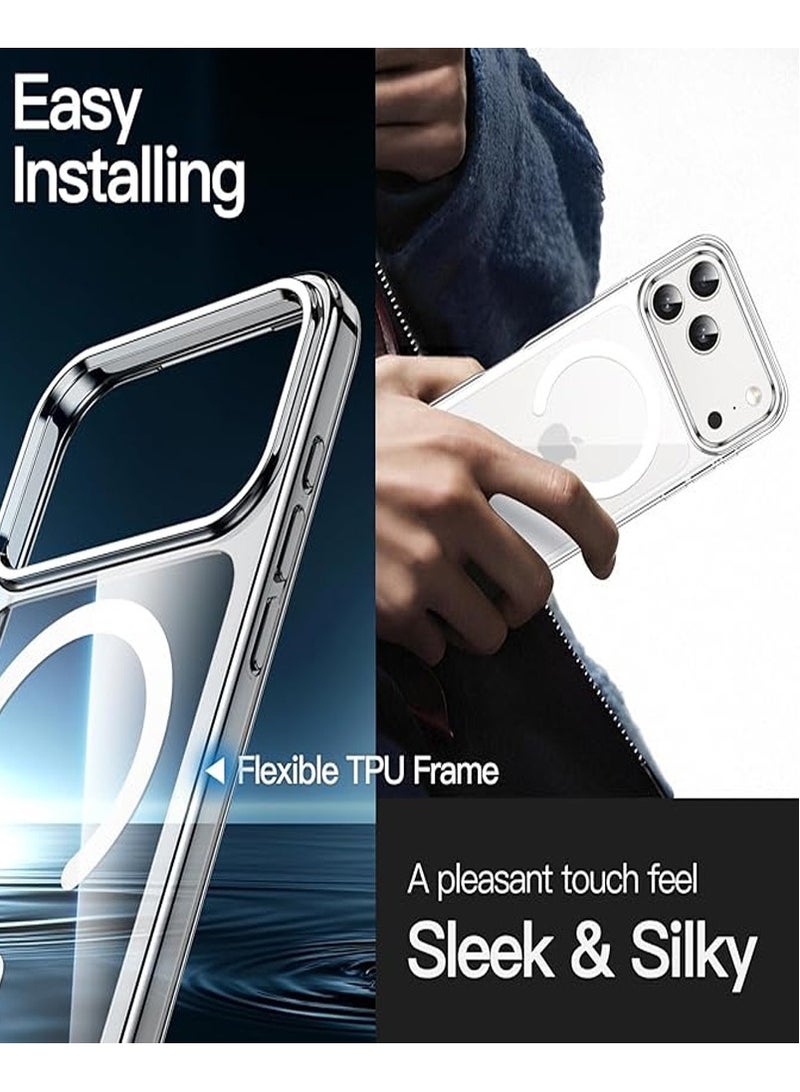 Techie حافظة آيفون 17 برو شفافة ماغسيف – غلاف رفيع مضاد للصدمات ومقاوم للاصفرار مع ظهر صلب أكريليك وحافة TPU + PC، متوافق مع الشحن اللاسلكي - Image 4