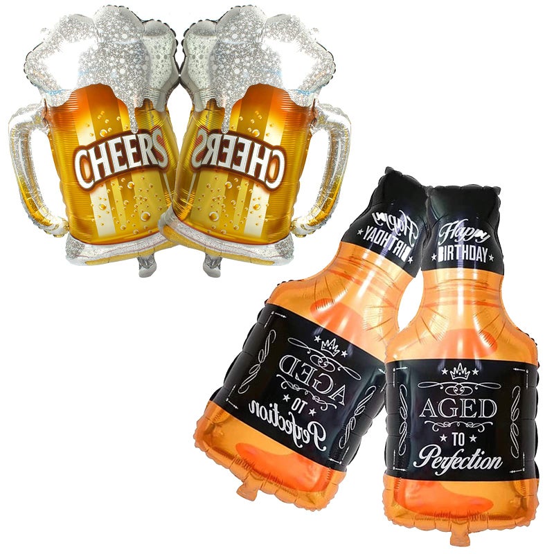 BIEUFBJI Whiskey Bottle Beer Cup Balloons 4 Aluminum Foil Unisex Halloween Set of 4 Party Decoration Supplies - Image 3