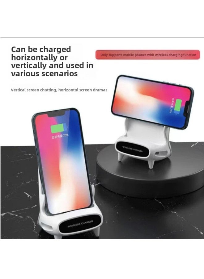 [support 99% Mobile Phone] Wireless Charger Multi-function Usb Lazy Magnetic Fast Charging Does Not Damage The Phone Android Stand-Color:Simple White [m111 Only Wireless Charging] Supports Wireless Charging Mobile Phones/free Data Cables