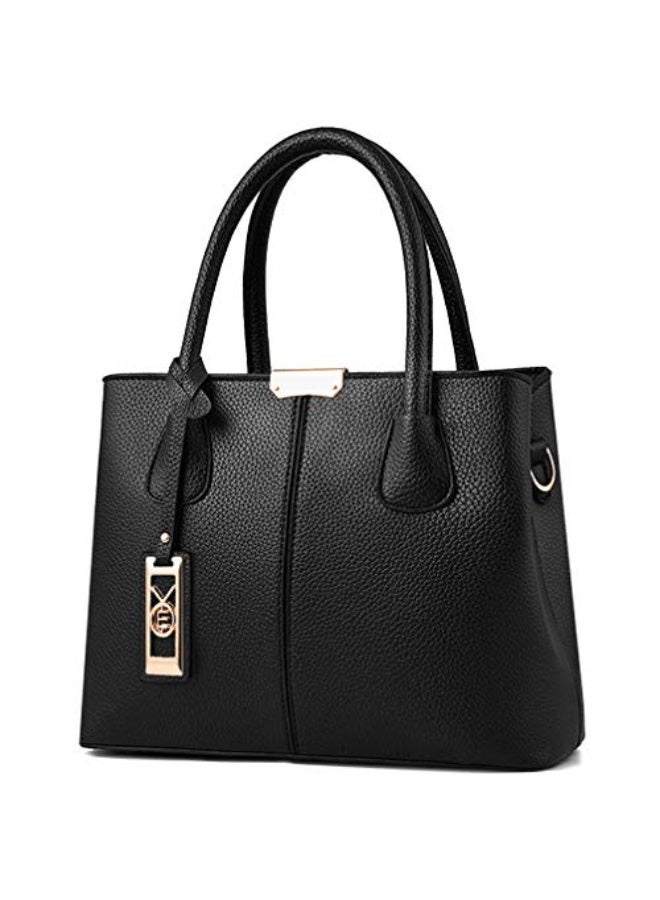 حقيبة يد نسائية سوداء من الجلد الصناعي مع حزام كتف، Xmqb888 Minimal - Image 2