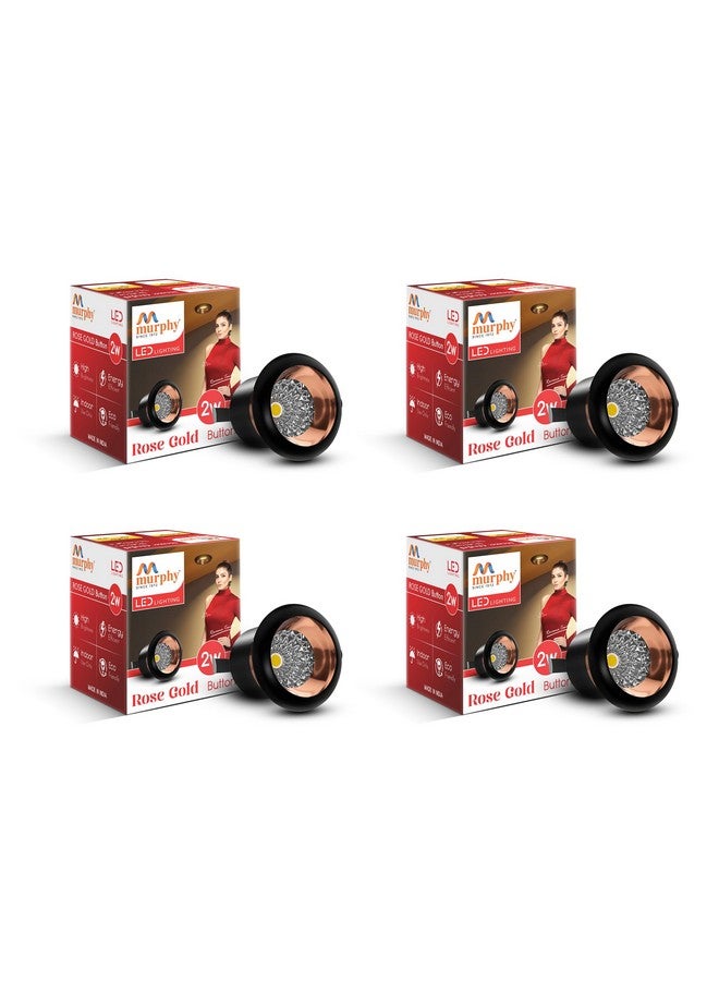 Murphy 2W Rose Gold Finish Button LED Spot Lights | Pack of 4 | Warm White (Golden Yellow) | Perfect for Home & Commercial Spaces - Image 1