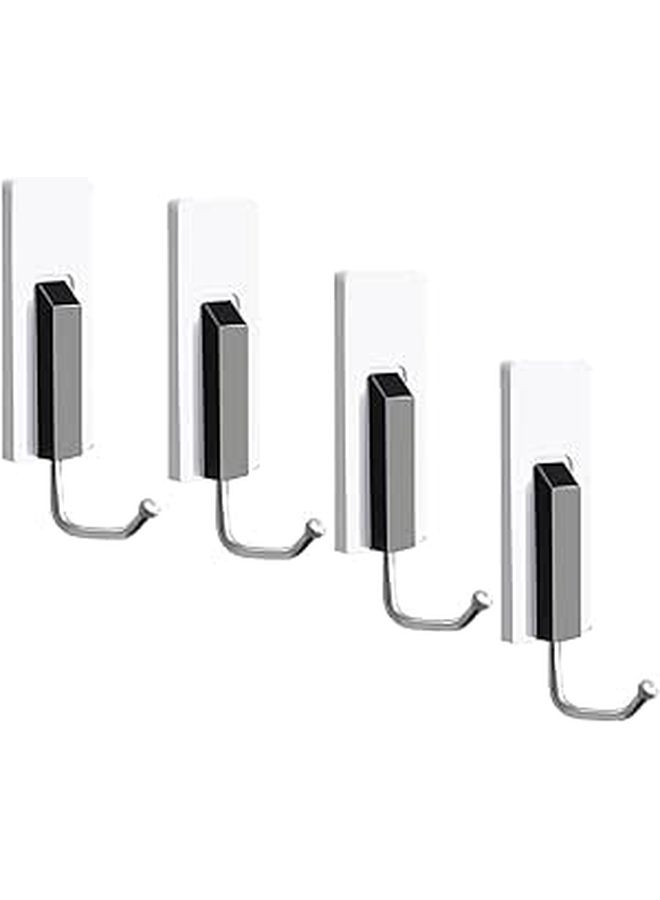 4Pcs Black Heavy Duty Wall Hooks Punch Free No Drilling Adhesive for Kitchen Bathroom Towel Coat - Image 1