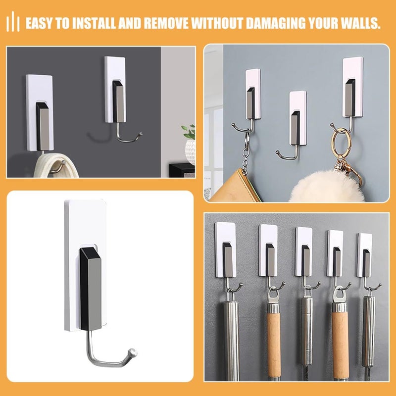 4Pcs Black Heavy Duty Wall Hooks Punch Free No Drilling Adhesive for Kitchen Bathroom Towel Coat - Image 5