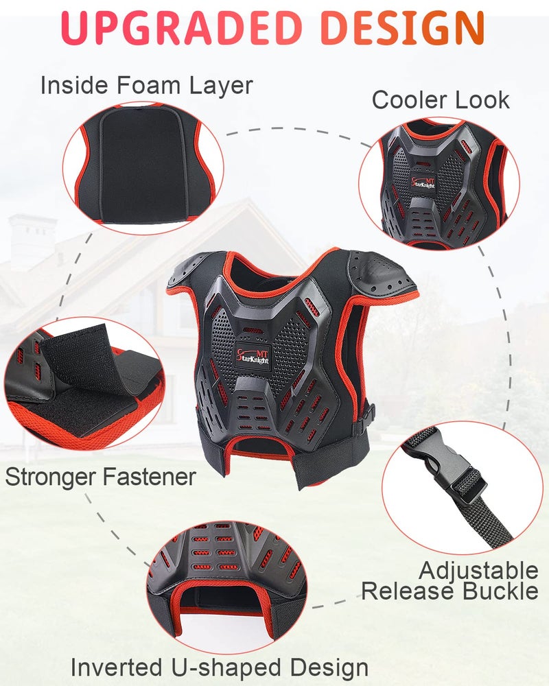 StarknightMT Kids Dirt Bike Gear - Youth Motorcycle Riding Protective Gear ATV Chest Protector Motocross Armor Suit for Boys Girls Mountain Biking Cycling, Red - Image 2