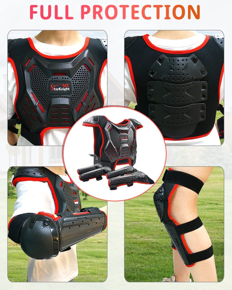 StarknightMT Kids Dirt Bike Gear - Youth Motorcycle Riding Protective Gear ATV Chest Protector Motocross Armor Suit for Boys Girls Mountain Biking Cycling, Red - Image 4