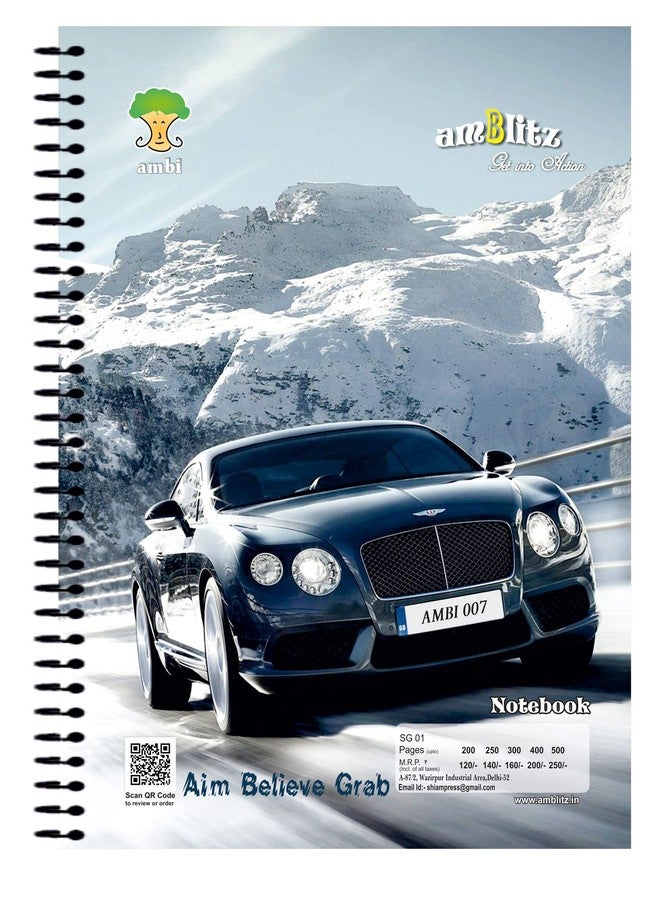 amblitz 5 Subject Spiral Notebook | 400 Pages | Ruled Notebook | 5-in-1 Master Notebook – Organize Your Subjects, Rule Your Semester | A4 Size | 70 GSM Thick | Color Index Partition - Image 1