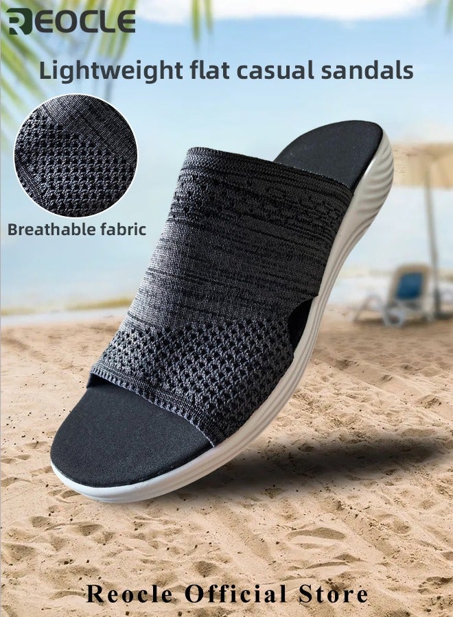 REOCLE Women's Platform Sandals Stretch Orthopedic Sandals Open Toe Breathable Platform Shoes Beach Slippers Washable Slippers Comfort Walking Wedges  - Image 2