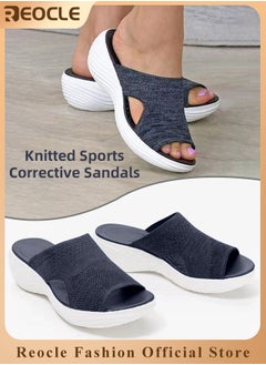 REOCLE Women's Platform Sandals Stretch Orthopedic Sandals Open Toe Breathable Platform Shoes Beach Slippers Washable Slippers Comfort Walking Wedges  - Image 1