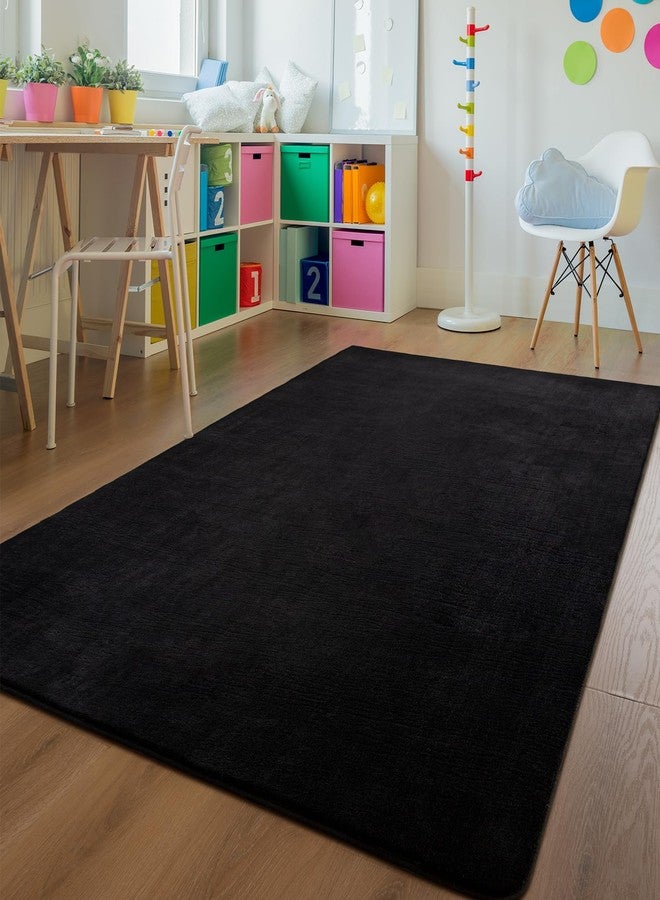 Andecor سجادة أنديكور ناعمة، مقاس 4×6، سوداء اللون، قابلة للغسل، مناسبة لغرفة المعيشة وغرفة النوم، سجاد داخلي ناعم لغرف النوم، غرف الأولاد والبنات والأطفال، ديكورات منزلية - Image 3