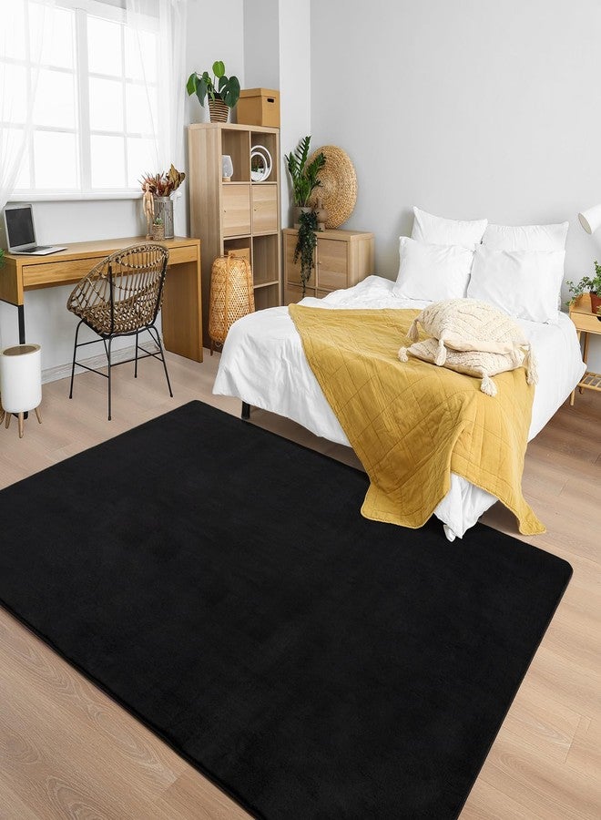 Andecor سجادة أنديكور ناعمة، مقاس 4×6، سوداء اللون، قابلة للغسل، مناسبة لغرفة المعيشة وغرفة النوم، سجاد داخلي ناعم لغرف النوم، غرف الأولاد والبنات والأطفال، ديكورات منزلية - Image 2