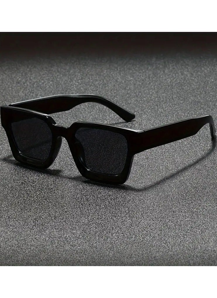 Retro - Men's Square Frame Fashion Glasses - Classic Vintage Style, Black PC Material,, Perfect for Activities like & Driving, Fashion Eyewear | Classic Square Frames | Polycarbonate Lenses - Image 1