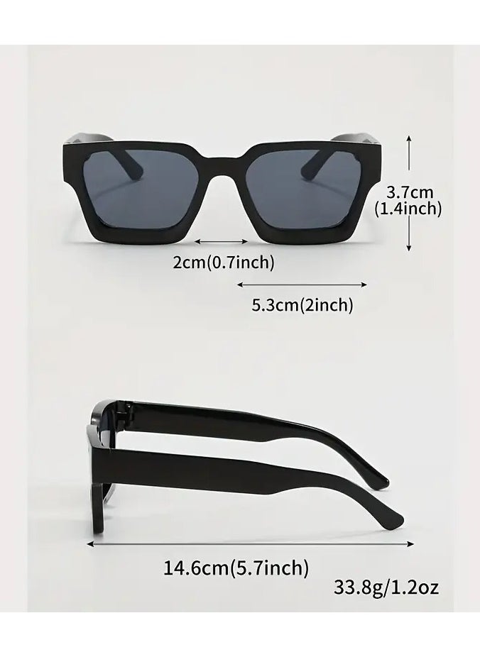 Retro - Men's Square Frame Fashion Glasses - Classic Vintage Style, Black PC Material,, Perfect for Activities like & Driving, Fashion Eyewear | Classic Square Frames | Polycarbonate Lenses - Image 1