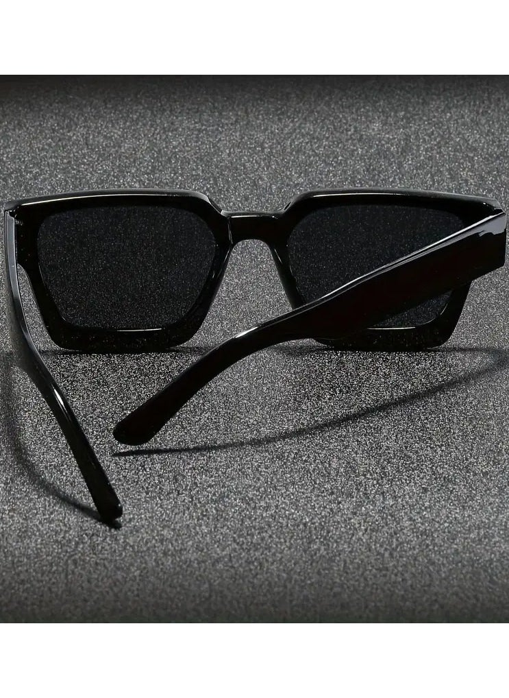Retro - Men's Square Frame Fashion Glasses - Classic Vintage Style, Black PC Material,, Perfect for Activities like & Driving, Fashion Eyewear | Classic Square Frames | Polycarbonate Lenses - Image 1