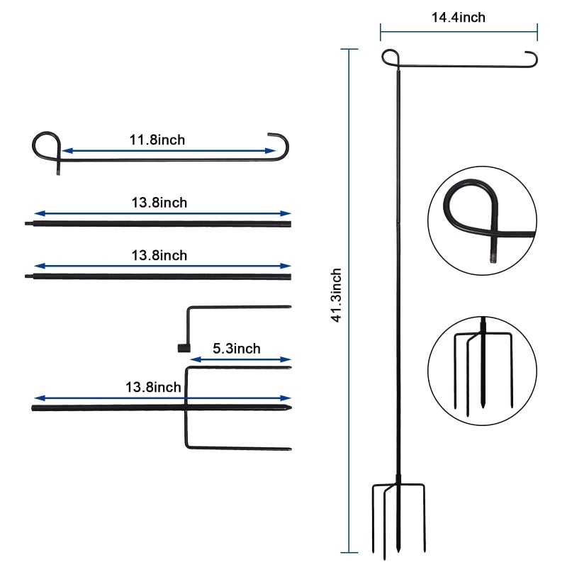 ESTTOP Heavy-Duty 4-Prong Garden Flag Pole Holder Stand â€“ Weatherproof Outdoor Garden & Yard Flag Base for 12x18 Inch House Flags, Ground Flagpole Stand for All-Season Decoration(Flag Not Include) - Image 3