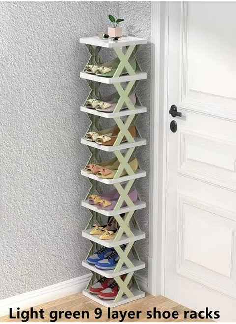 1-Piece 9 Tier Shoe Rack/Multi-Layer Shoe Rack Light Green 26 x 24 x 125.5 Centimeter