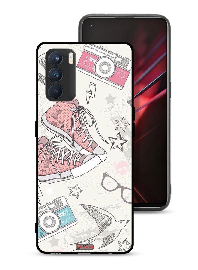 Tolwak Oppo K9 Pro Protective Case Cover Canva Shoes And Camera Art - Image 1