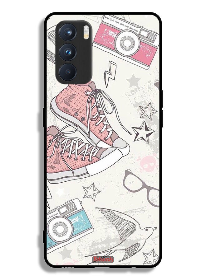 Tolwak Oppo K9 Pro Protective Case Cover Canva Shoes And Camera Art - Image 2