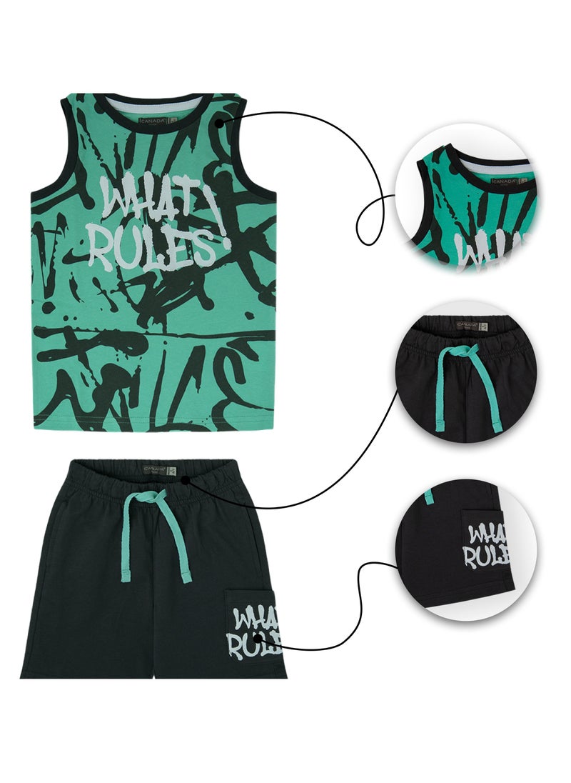 CANADA HOUSE 100% Cotton Comfortable Summer Set Sleeveless T-Shirt and Shorts For Boys  - Image 4