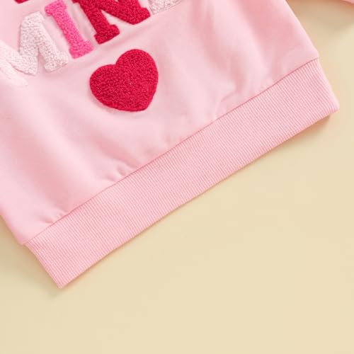 Lucikamy Toddler Baby Girl Boy Valentines Day Outfit Long Sleeve Letter Print Sweatshirt Shirt Infant Spring Clothes (Pink Embroidery, 2-3 Years) - Image 5