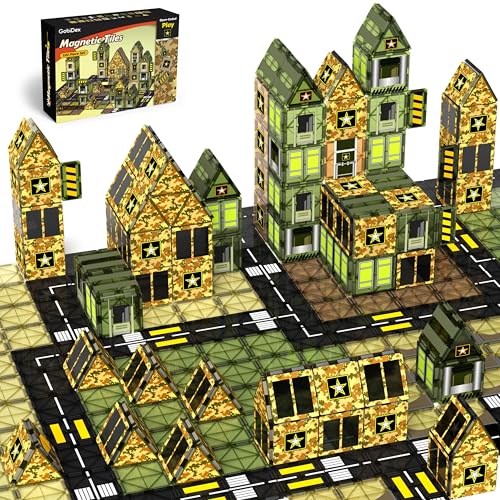 GobiDex 100PCS Army Magnetic Tiles for Toddler STEM Construction Building Blocks for Kids Military Toys Games Upgraded Educational Birthday Gifts Toys for 3 Year Old Boys Girls Classroom Must Have - Image 1