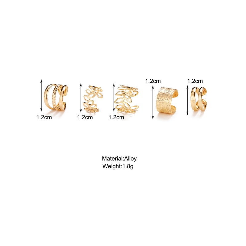 MIFYNN 5 Pcs Gold Ear Cuffs for Women Non Piercing Ear Cuff Earrings Clip on Earring Set Huggie Hoop Earrings Cartilage Earrings Stack Jewelry for Women (Gold) - Image 5