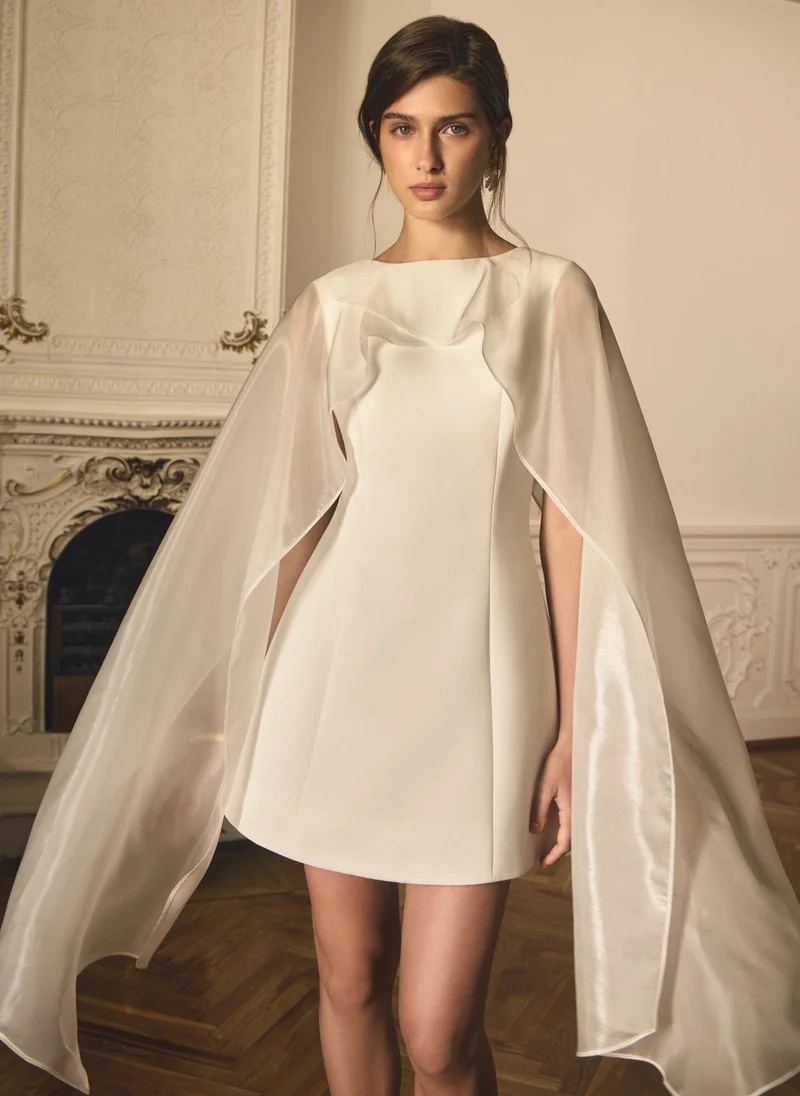 Lichi  Mini dress with semi-transparent train for Women | Best Price UAE