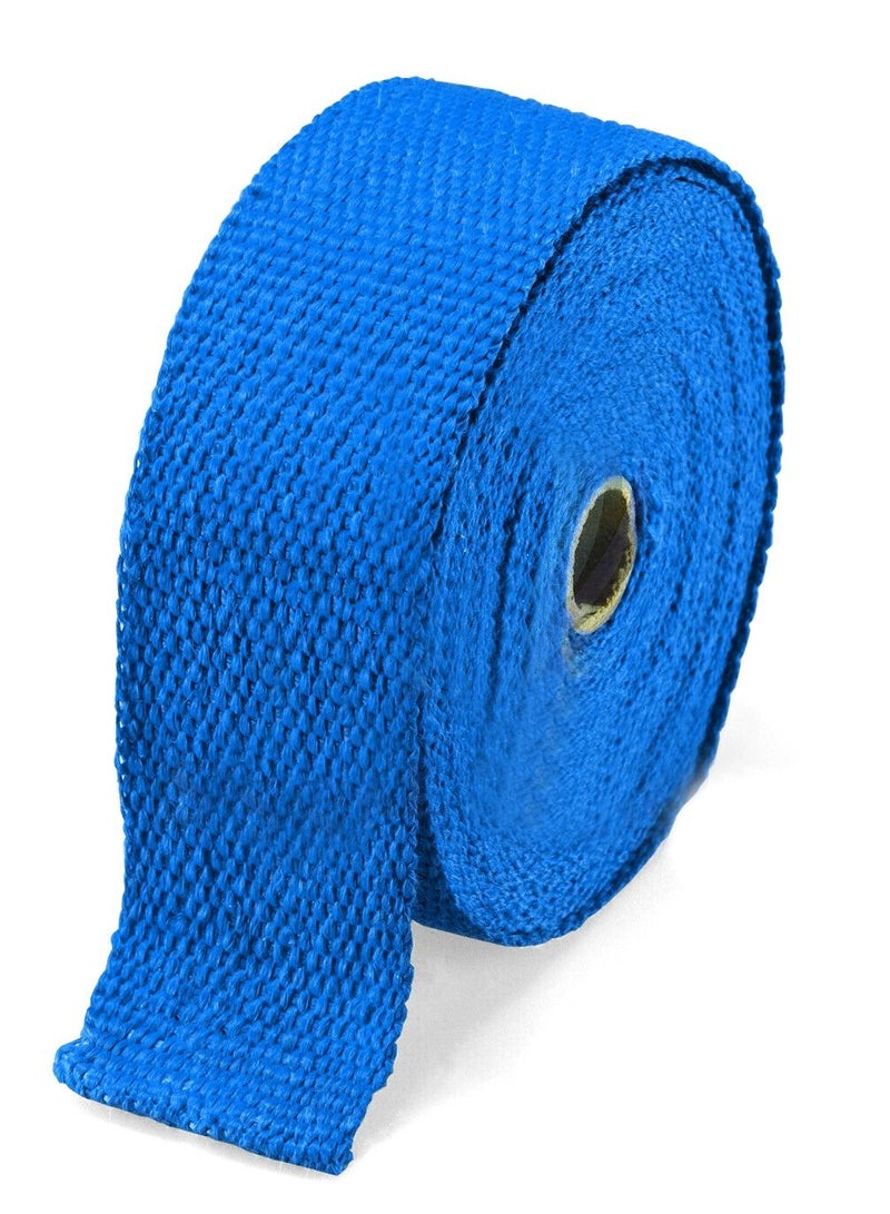 Generic Exhaust Heat-Wrap 5CM x 10M, Heat Wrap Roll Kit with 2 Stainless Steel Locking Ties, Pipe Heat Insulated Wrap. Fiber Heat-Wrap Universal |Acid Resistance Pipe Tape, Exhaust Header Tape (Blue)  - Image 1