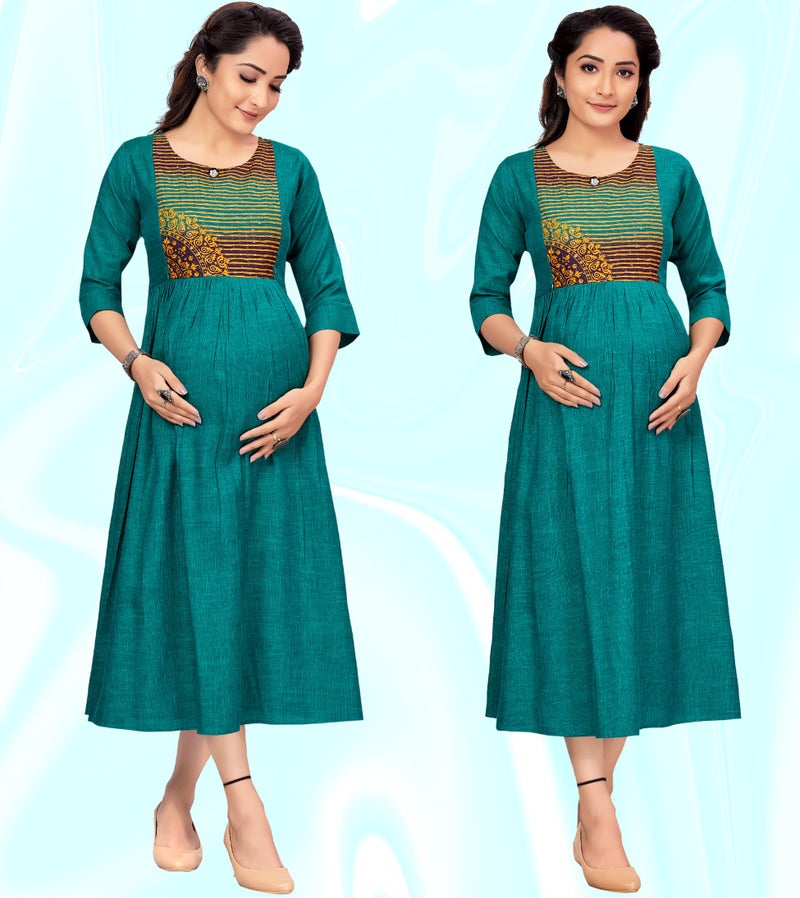 RITIJYA Feeding Kurtis for Women with Zip in Cotton Rayon | Maternity Gown Pregnancy Dress for Nursing Mothers | Maternity Wear Feeding Dress Tops (4XL, Light Green,9066_48) - Image 4