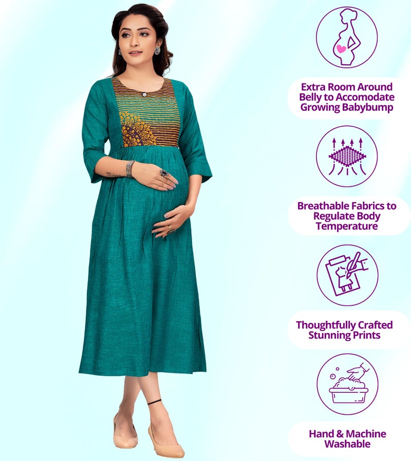 RITIJYA Feeding Kurtis for Women with Zip in Cotton Rayon | Maternity Gown Pregnancy Dress for Nursing Mothers | Maternity Wear Feeding Dress Tops (4XL, Light Green,9066_48) - Image 3