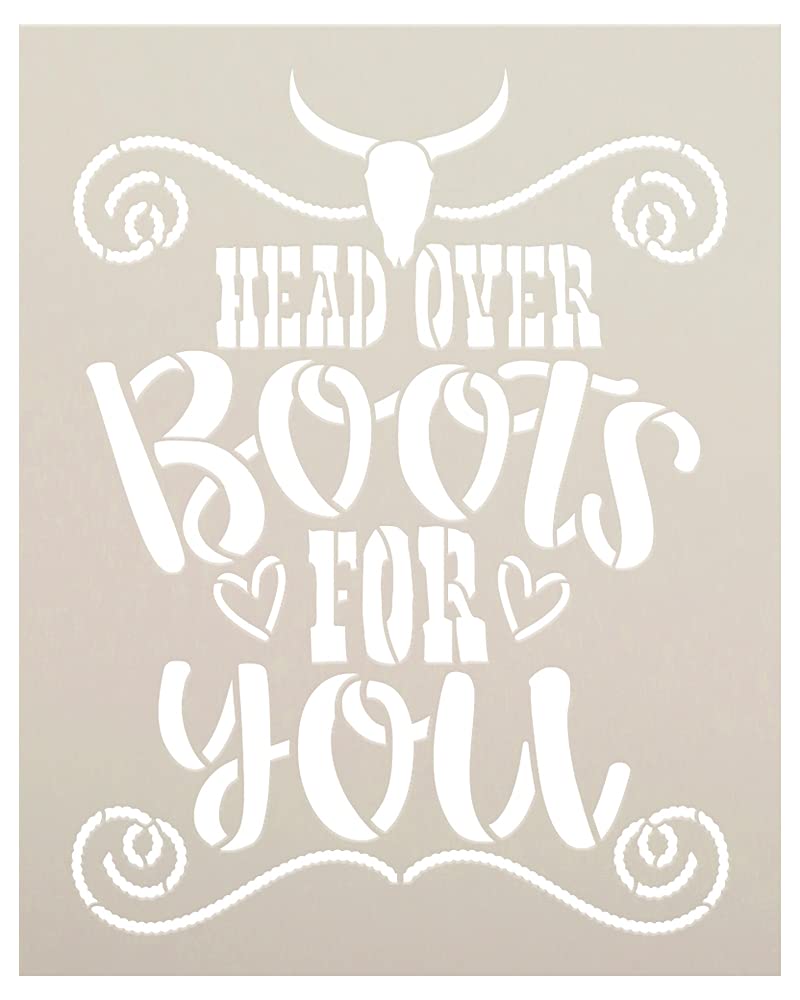 Studio R 12 Head Over Boots for You Stencil by StudioR12 | DIY Country Girl Farm Home Decor | Craft & Paint Wood Sign | Reusable Mylar Template | Select Size (15 inches x 12 inches) - Image 1