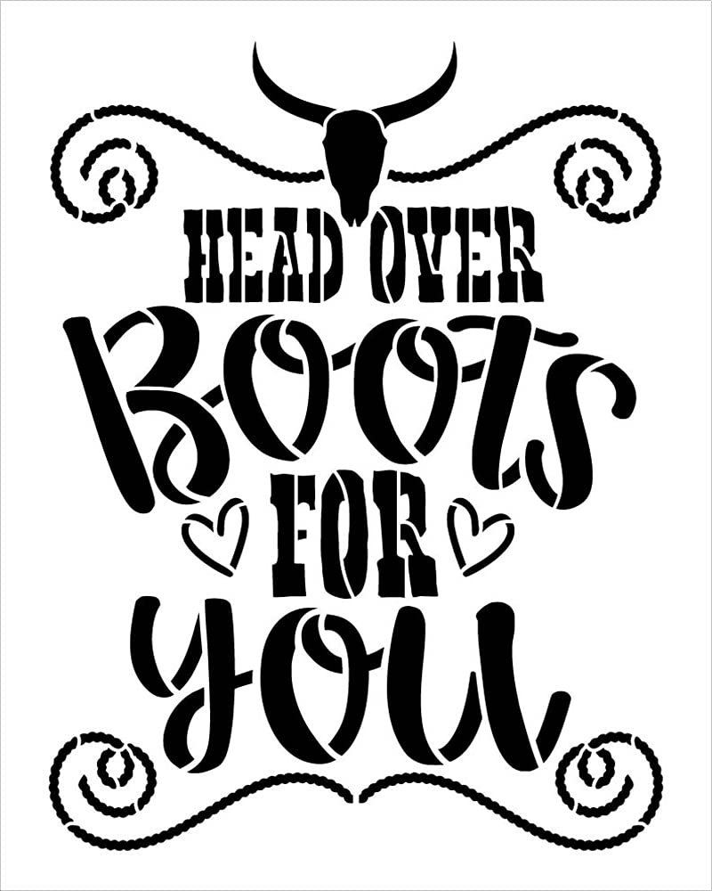 Studio R 12 Head Over Boots for You Stencil by StudioR12 | DIY Country Girl Farm Home Decor | Craft & Paint Wood Sign | Reusable Mylar Template | Select Size (15 inches x 12 inches) - Image 3