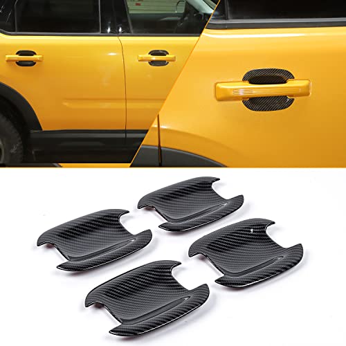 HTHE for Ford Bronco Sport 2021 2022 Car Door Outside Handle Bowl Cover Scratch Protector for Ford Bronco Sport 2021 2022 ABS4PcsSet Carbon Fiber Black - Image 1
