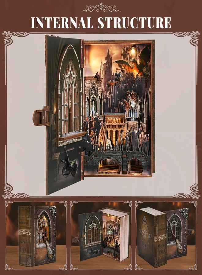 MiniCity DIY Book Nook Kits for Adults, Miniature Dollhouse Booknook Kit, 3D Wooden Puzzle Creative Decorative Bookends Bookshelf Diorama Insert Crafts Hobbies Gifts (Introduction to Magical Flight) - Image 2