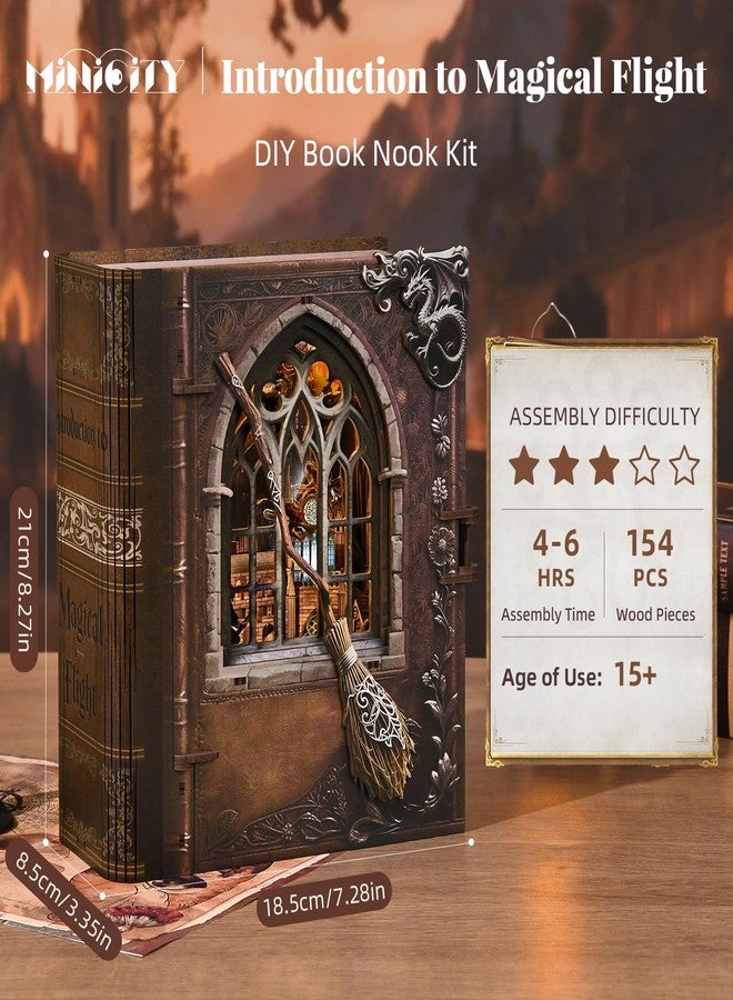 MiniCity DIY Book Nook Kits for Adults, Miniature Dollhouse Booknook Kit, 3D Wooden Puzzle Creative Decorative Bookends Bookshelf Diorama Insert Crafts Hobbies Gifts (Introduction to Magical Flight) - Image 3