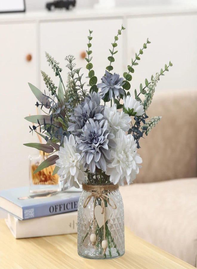 Leftover Fake Flowers with Vase,Silk Dahlia Flowers with Vase,Artificial Flowers in Vase,Centerpiece Table Decorations,Flower Centerpieces for Tables,Kitchen Table Decor,Coffee Table Decor - Image 4