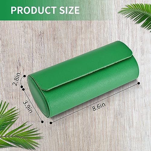 ROSELLE Watch Roll Travel Case for Men and Women- 3 Watch Storage and Organizer-Secure Storage with Innovative Removable Pillows & Solid Dividers for Home Storage, Travel and Display (Green Cross-3 Slot) - Image 5