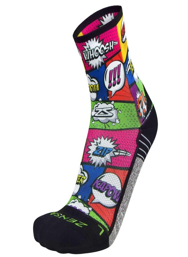 Zensah Limited Edition Running Socks - Fun and Crazy Mini Crew Compression Socks, Moisture Wicking and Anti Blister (Medium, Pop Art) - Image 4