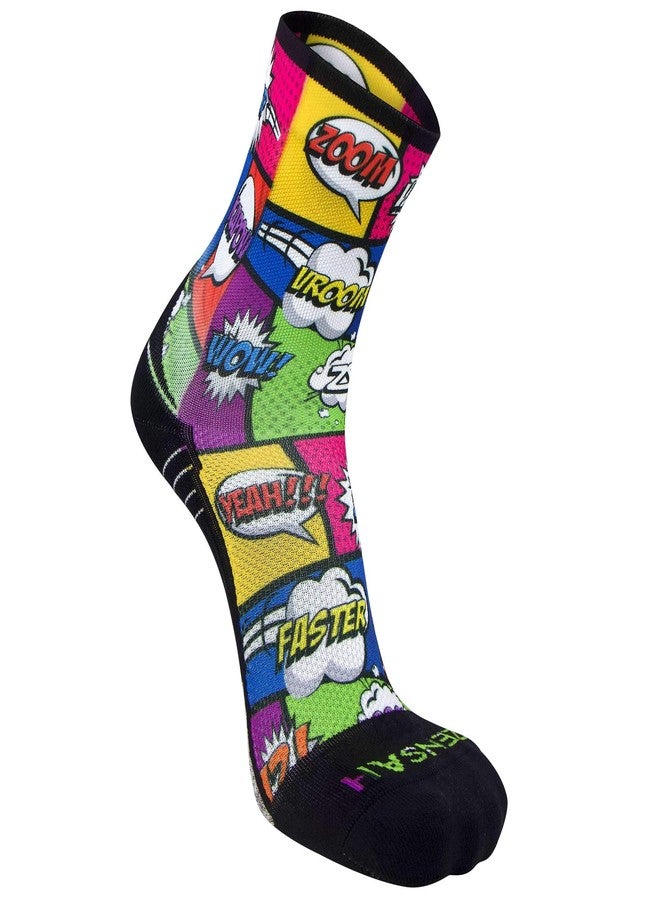 Zensah Limited Edition Running Socks - Fun and Crazy Mini Crew Compression Socks, Moisture Wicking and Anti Blister (Medium, Pop Art) - Image 5