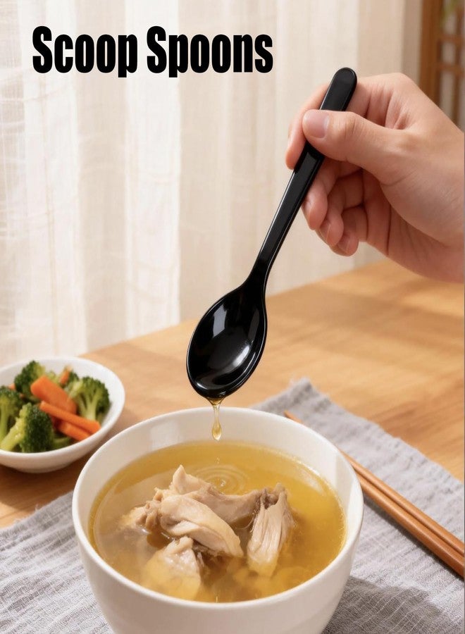 Hazyore 24 Pack Disposable Black Plastic Serving Utensils, Including Plastic Serving Spoons, Forks And Tongs, Disposable Serving Spoons For Buffet Dinner Parties Buffets Banquets Events Weddings And Daily Use - Image 4