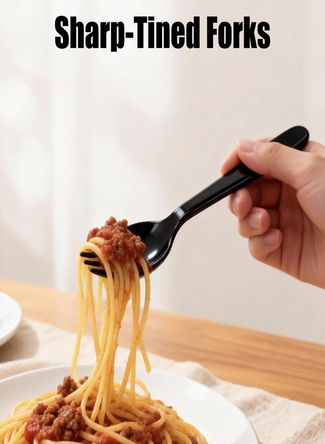 Hazyore 24 Pack Disposable Black Plastic Serving Utensils, Including Plastic Serving Spoons, Forks And Tongs, Disposable Serving Spoons For Buffet Dinner Parties Buffets Banquets Events Weddings And Daily Use - Image 5