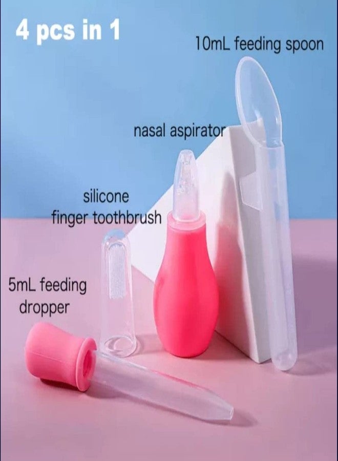 Sanvi Baby 4 pcs Baby Nasal Aspirator Silicon toothbruss Feeding Medicine Dropper and Spoon - silcon with Plastic (Blue ) - Image 2