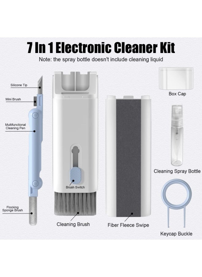 Generic - 7 in 1 Electronic Cleaner Kit, Keyboard Cleaner Kit with Brush, 3 in 1 Cleaning Pen for Airpods , Multifunctional Cleaning Kit for Earphone, Keyboard, Laptop, Phone, PC Monitor(Blue) - Image 1