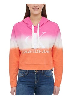 Calvin Klein Jeans Women's Monogram Logo Tie Dye Block Hoodie, Sherbert Combo