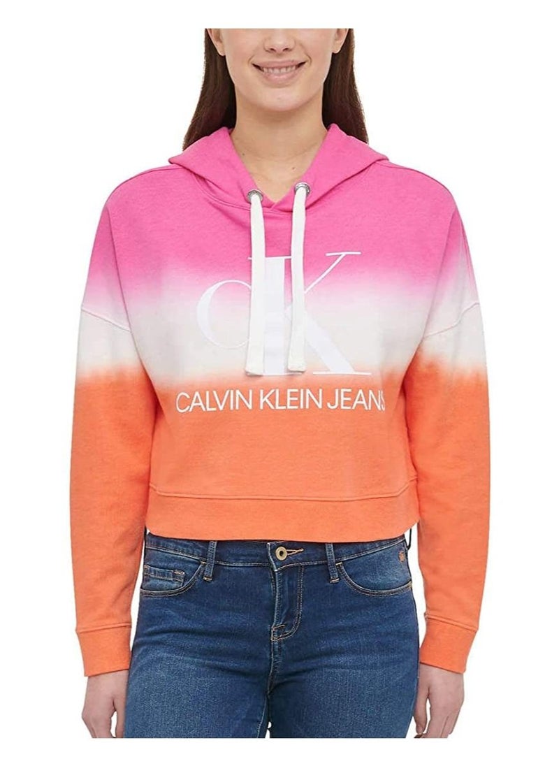 Calvin Klein Jeans - Calvin Klein Jeans Women's Monogram Logo Tie Dye Block Hoodie, Sherbert Combo - Image 1