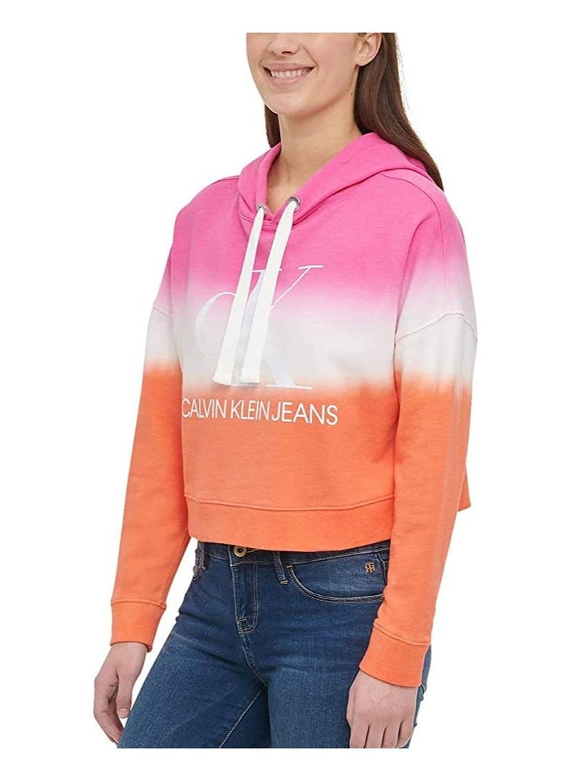 Calvin Klein Jeans - Calvin Klein Jeans Women's Monogram Logo Tie Dye Block Hoodie, Sherbert Combo - Image 1