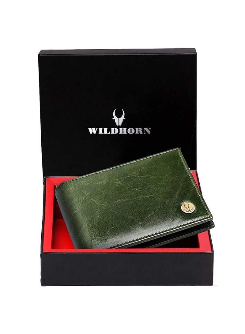 وايلدهورن محفظة جلدية للرجال من وايلد هورن مزودة بتقنية RFID، باللون الأخضر - Image 3