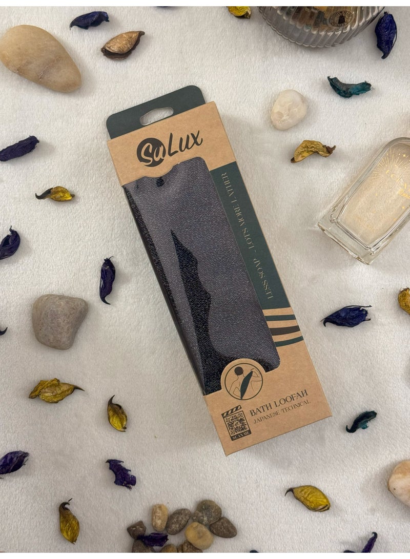 Salux SOFT Japanese Loofah color GREY / bath loofah / exfoliating towel / shower loofah - Image 1