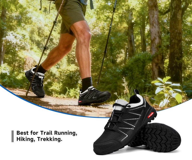 KEFUWU Men's Trail Running Shoes Lightweight Non-Slip Walking Hiking Sneakers Men Outdoor (11 Men, Black) - Image 2